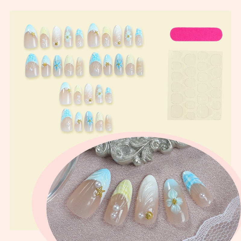 Artificial nail set with exquisite floral design and glitter accents Kalsten
