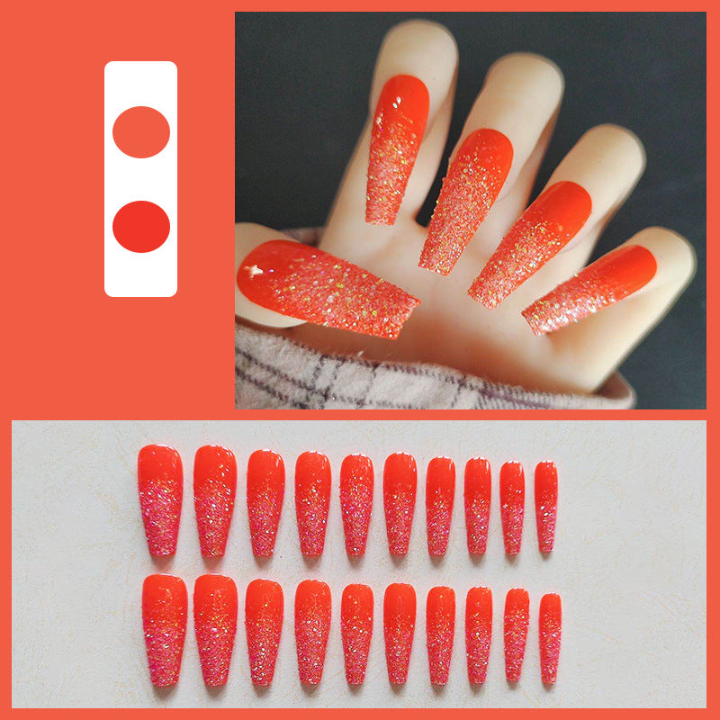 Glossy Long Coffin Press-On Nails Set