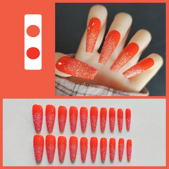 Glossy Long Coffin Press-On Nails Set