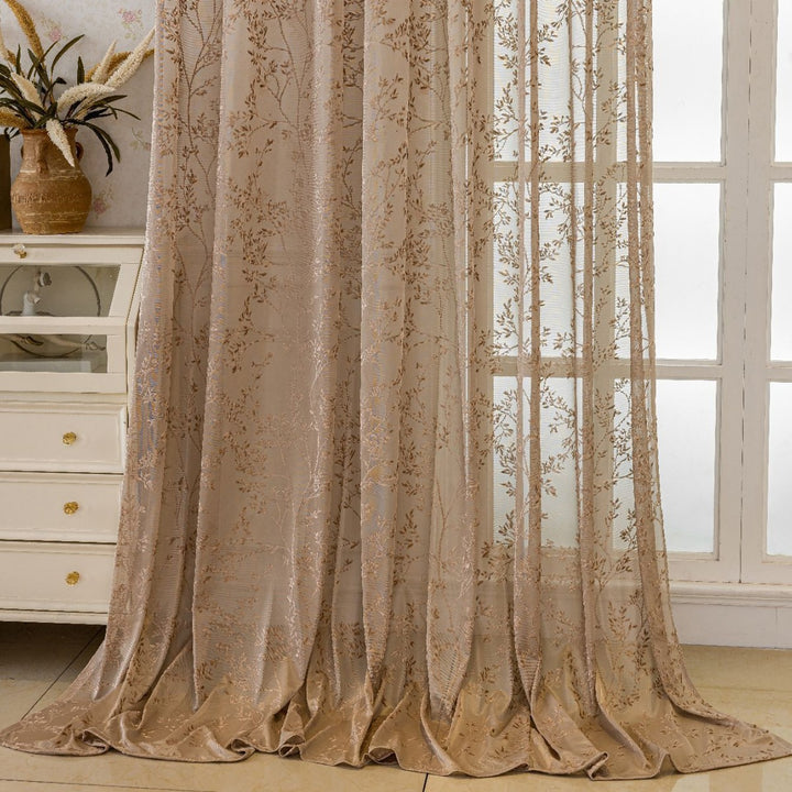 WoFloral Embroidered Sheer Curtain Kalsten