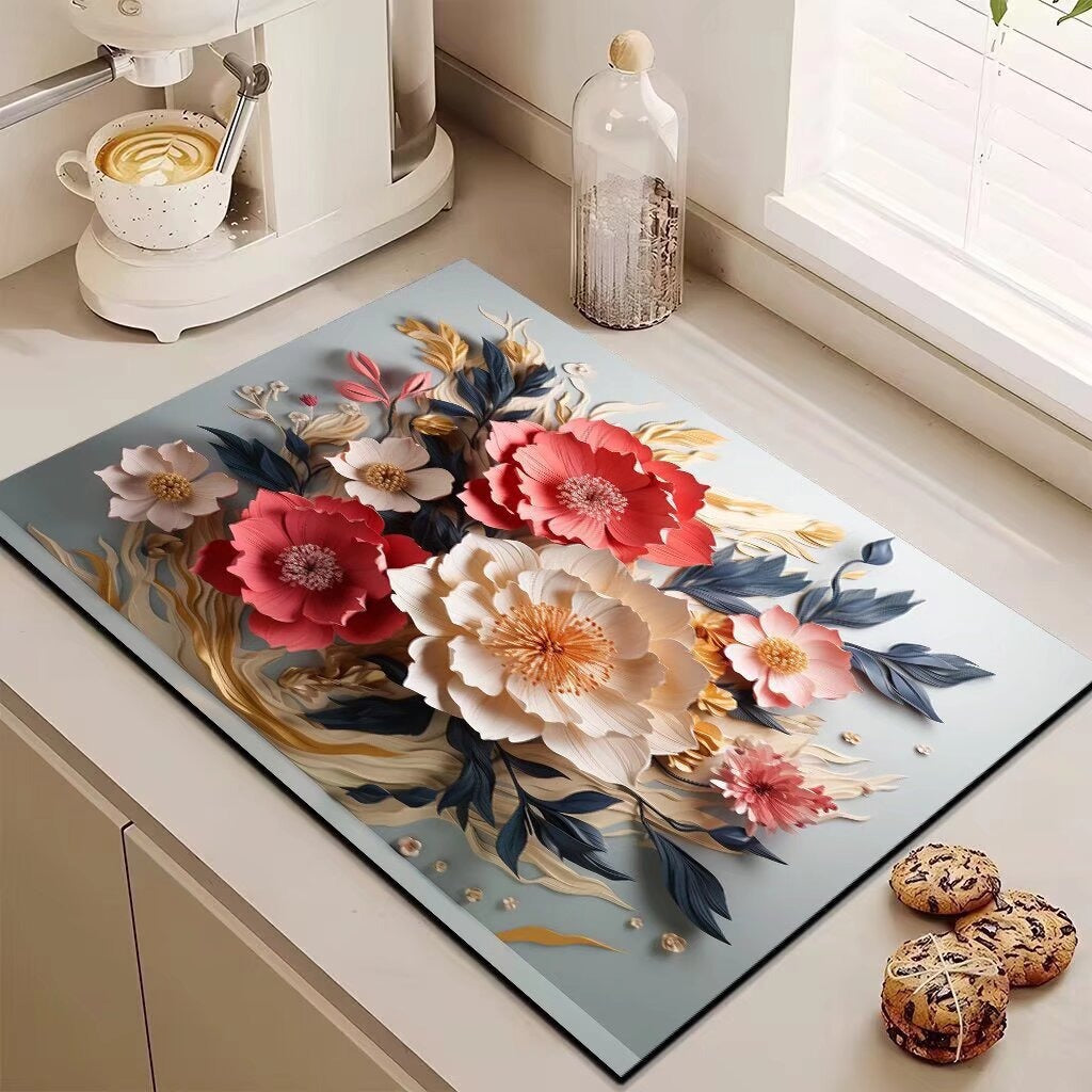 Decorative Floral Kitchen Mat Kalsten