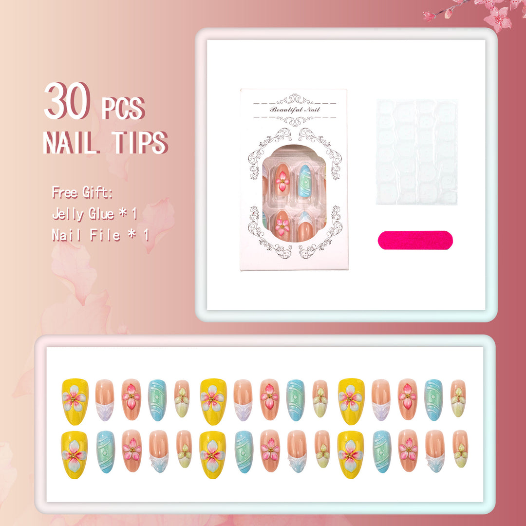 Floral Articulate Press-On Nail Set