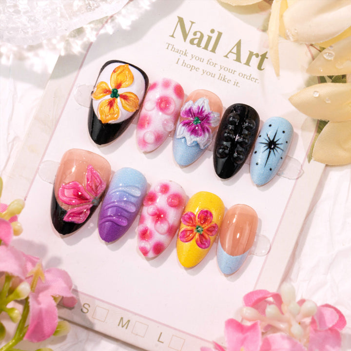 Artistic Floral-Designed Press-On Nail Collection