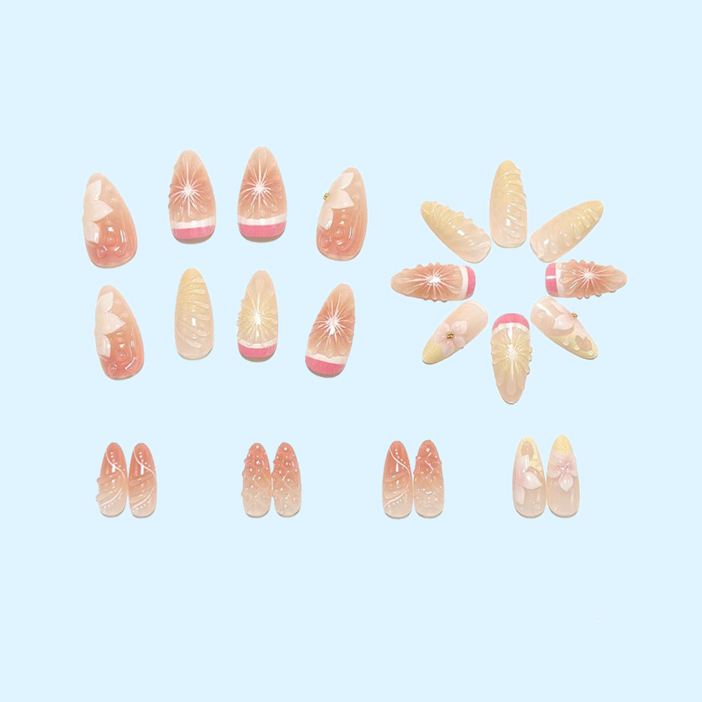 Artificial nails with 3D flower and fruit designs Kalsten