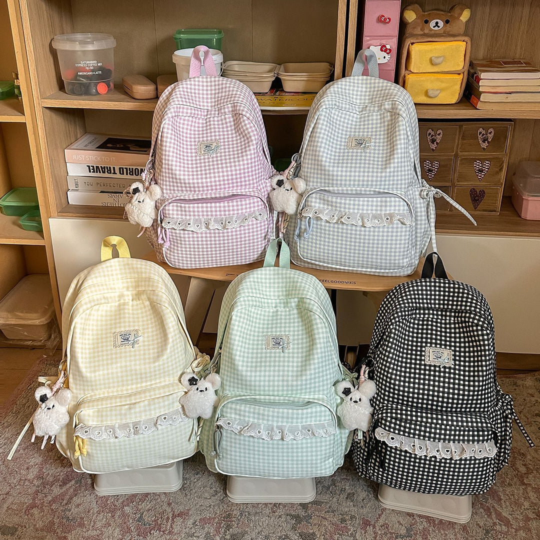 Casual Vintaged Gingham Print Backpack Kalsten