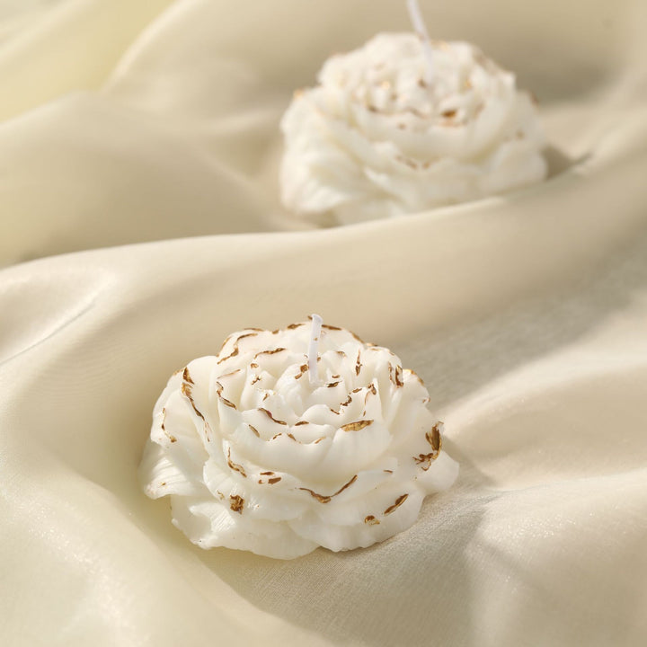 Hand-Poured Sculptural Pine Tree Decorative Soy Candle with Gold Leaf Accents and Cotton Wick