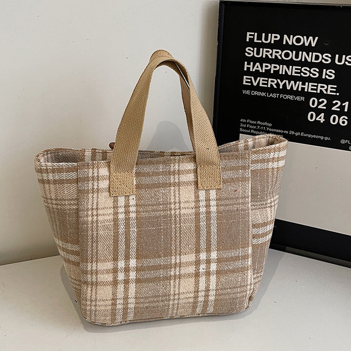 Casual Plaid Shopping Tote