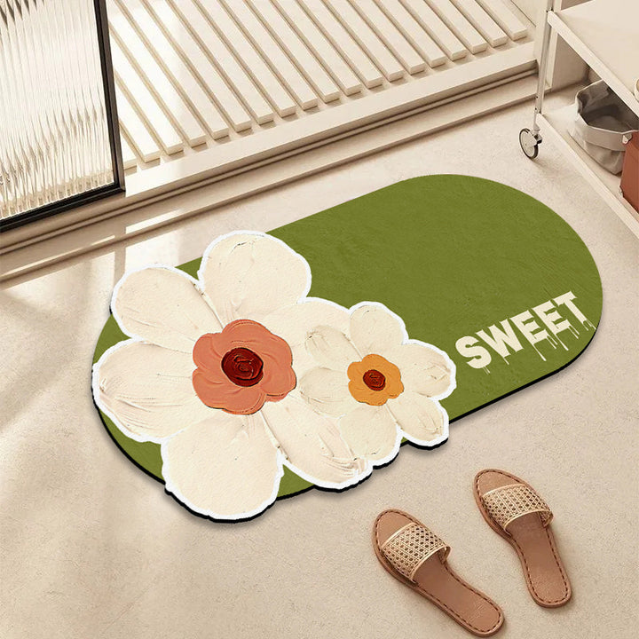Floral Print Oval Area Mat