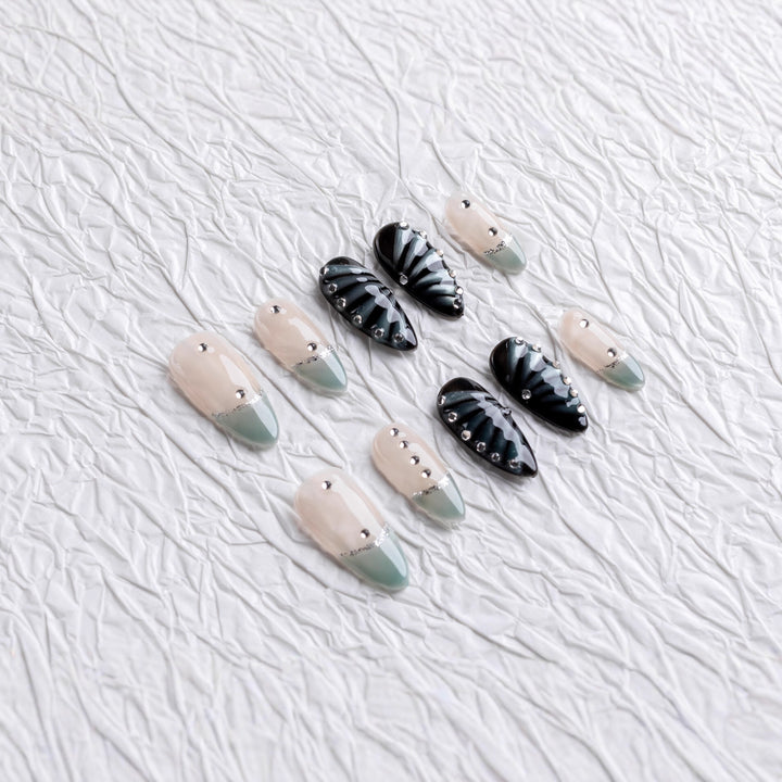Stylish Press-On Nail Set with Unique Textures