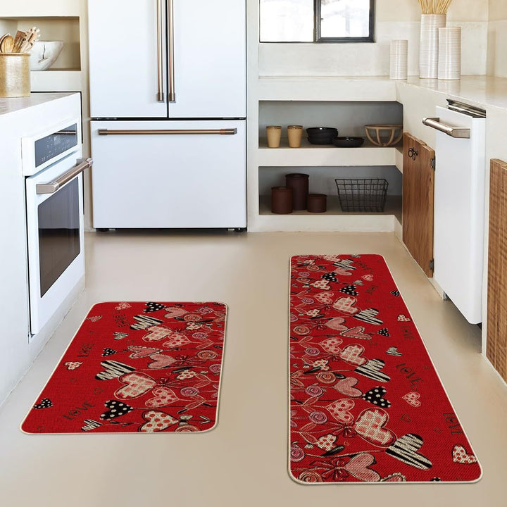 Heart-Themed Kitchen Runner Mat Kalsten