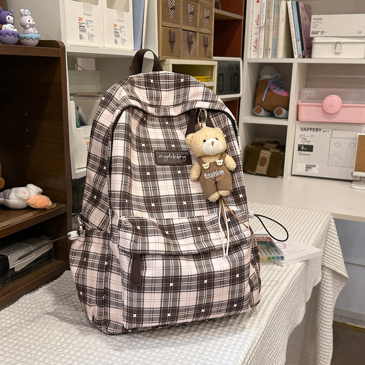 Trendy Plaid Pattern Backpack Kalsten