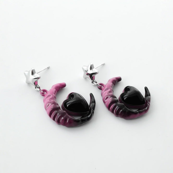 Artistic Moon and Heart Dangle Earrings Kalsten