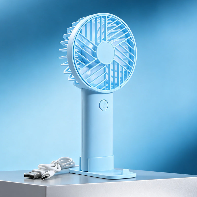 Unisex nan compact rechargeable handheld fan with stand and child-friendly bear motif Kalsten