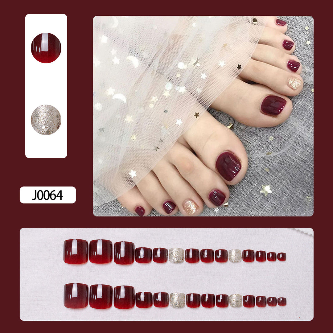Glittery French Tip Toe Nail Art