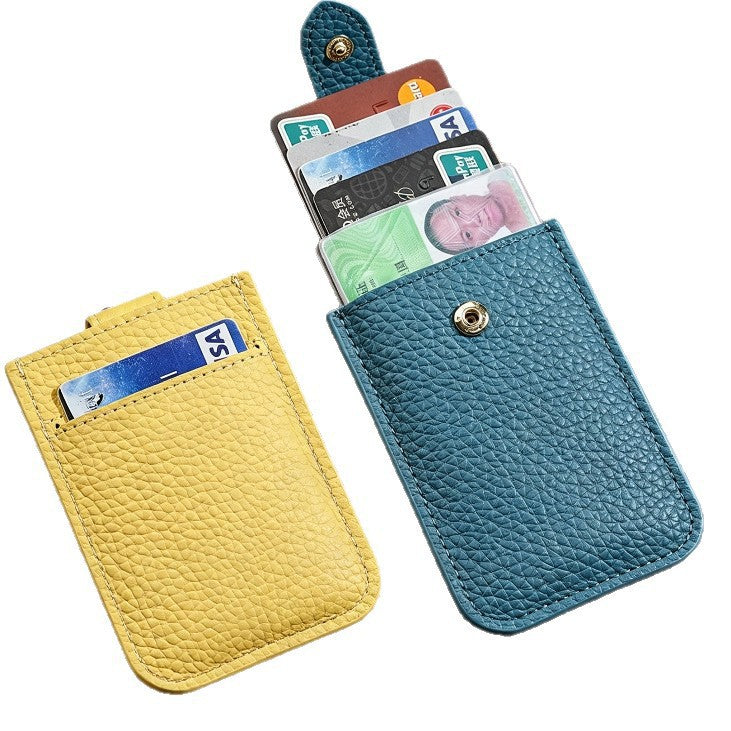 Textured Leather Cardholder with Snap Closure Kalsten