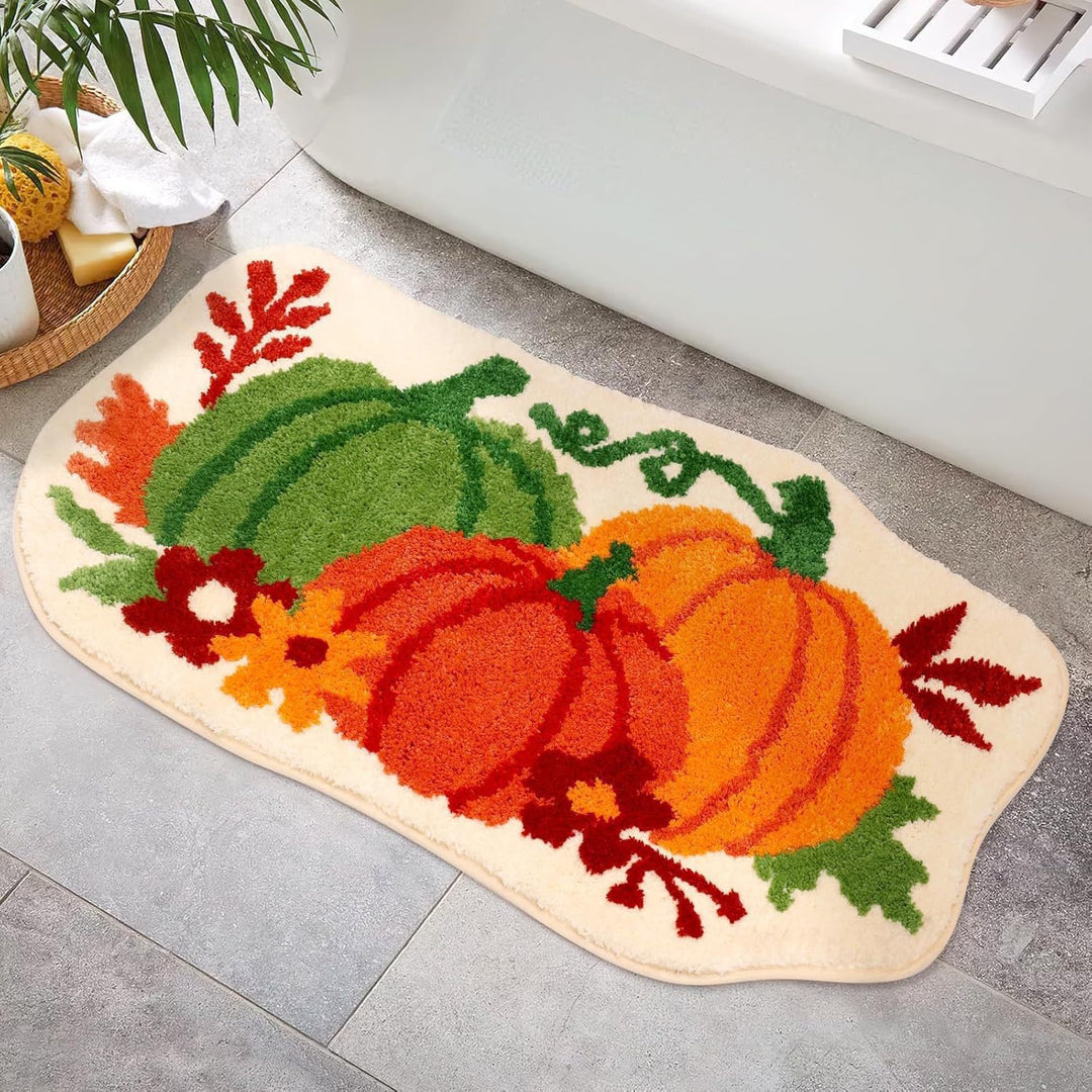 Floral Square Pattern Bath Mat
