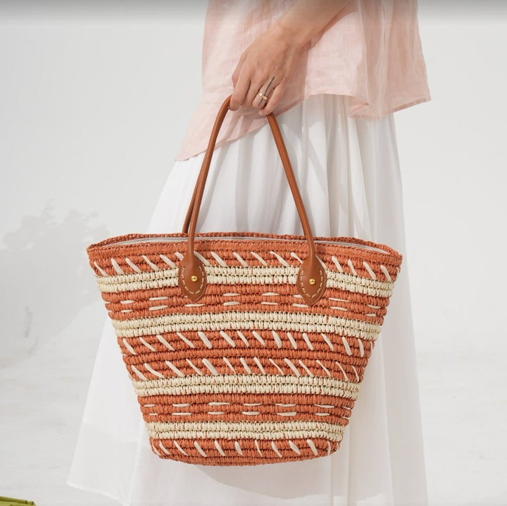 Polka Dot Rattan Handbag Kalsten