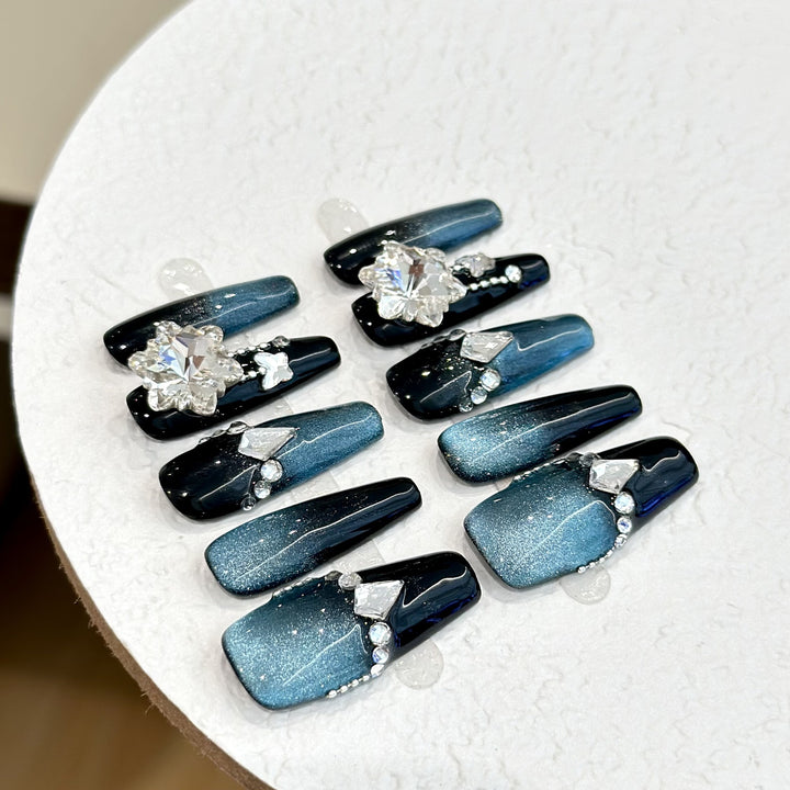 Glamorous Rhinestone-Accentuated Press-On Nails