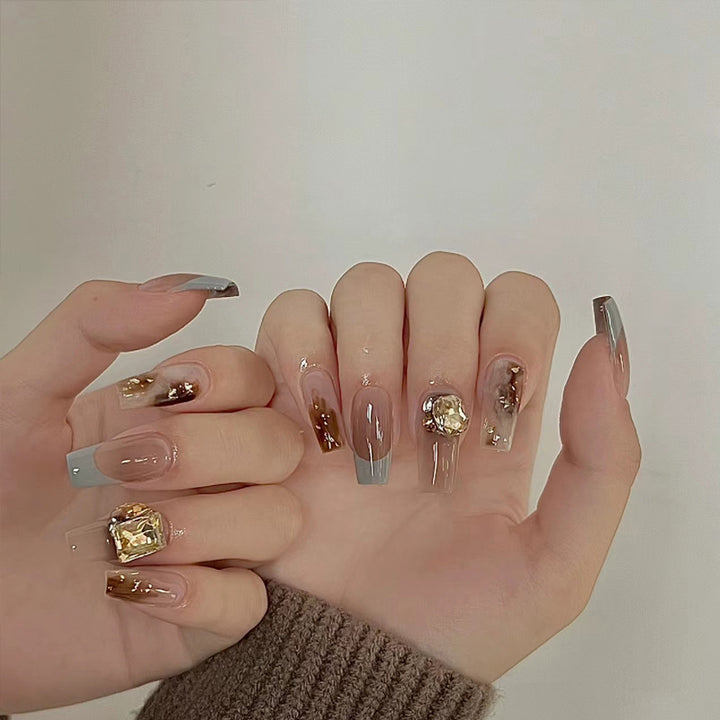 Elegant Crystal-Embellished Press-On Nail Set Kalsten