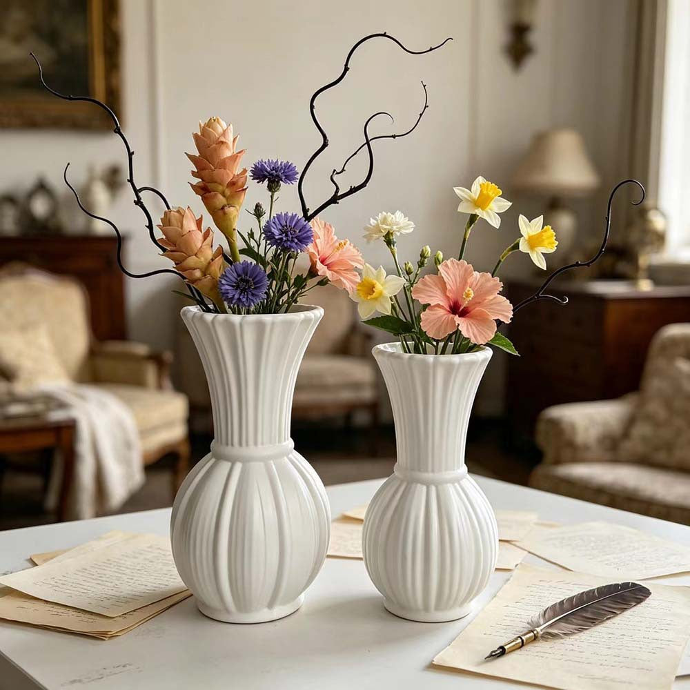 Elegant Ribbed Decorative Flower Vase Kalsten
