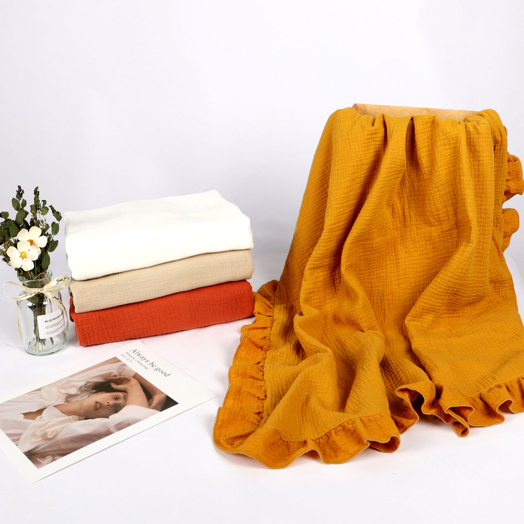 Soft Muslin Blanket with Ruffled Edges kalsten