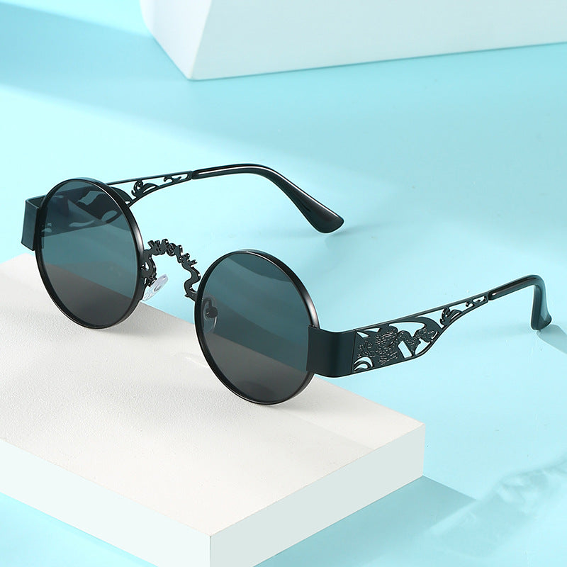 Women's artistic round sunglasses with elegant filigree frame Kalsten