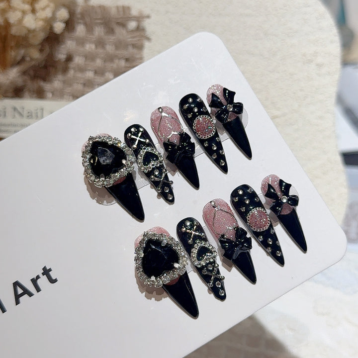 Gothic-Inspired Decorative Press-On Nail Art