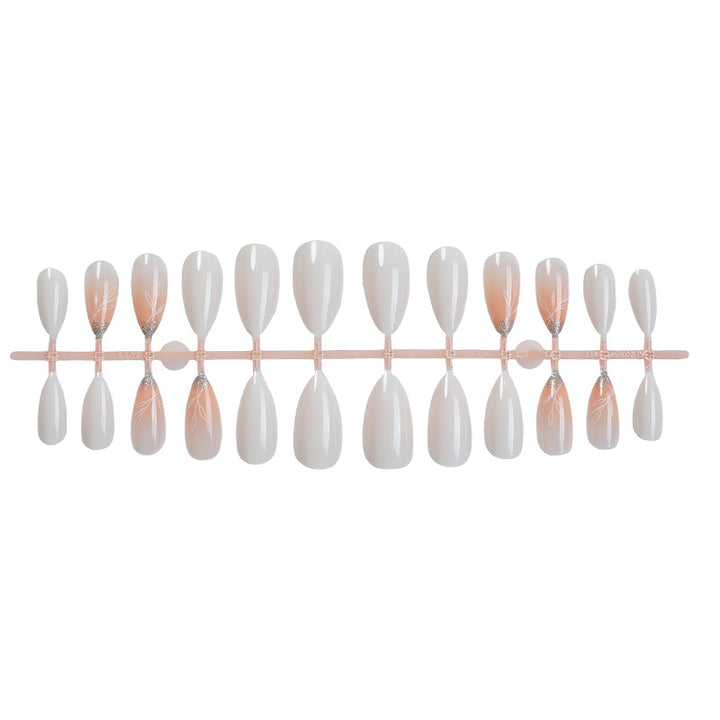 Luxurious Faux Finish Press-On Nail Set with Elegant Floral Design Kalsten