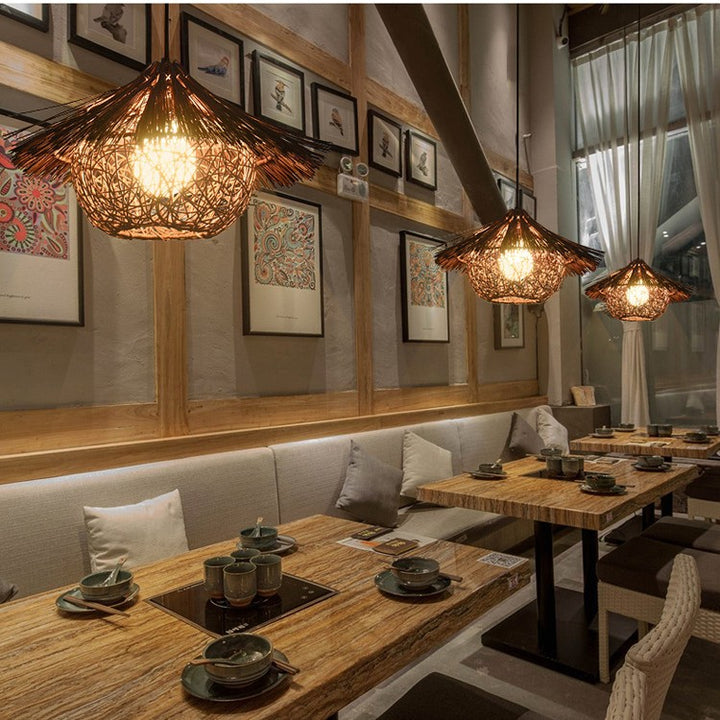 Boho-Inspired Woven Ceiling Light