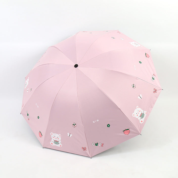 Women's Folding Umbrella with Playful Bear Design Kalsten