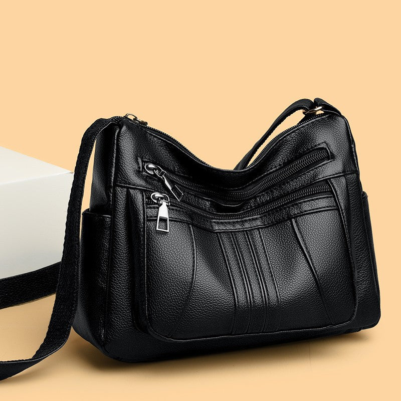 Functional Faux Leather Shoulder Bag