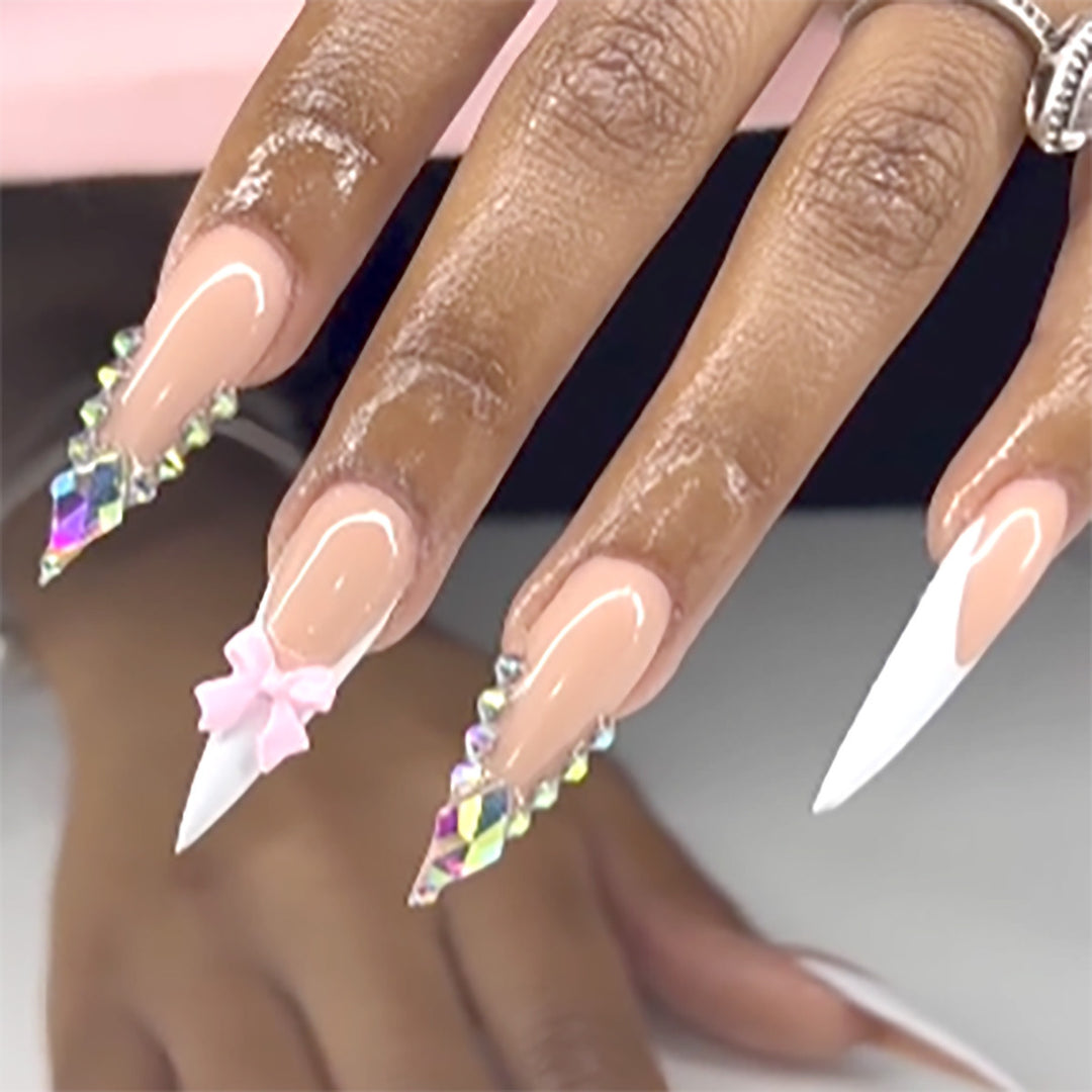 Decorative Stiletto Press-On Nails with Rhinestone Accents Kalsten