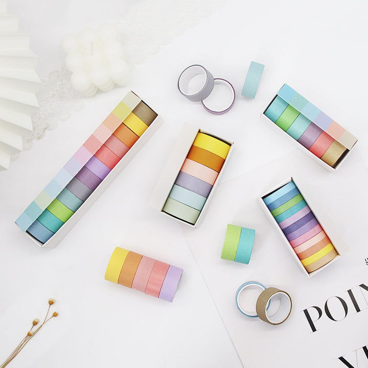 Pastel Washi Masking Tape Set Multi-Roll Assorted Widths Reusable Decorative Craft Tape