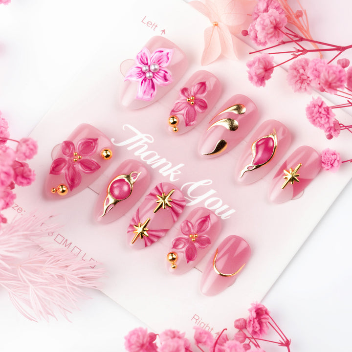 Elegant Floral Design Press-On Nail Art Kalsten