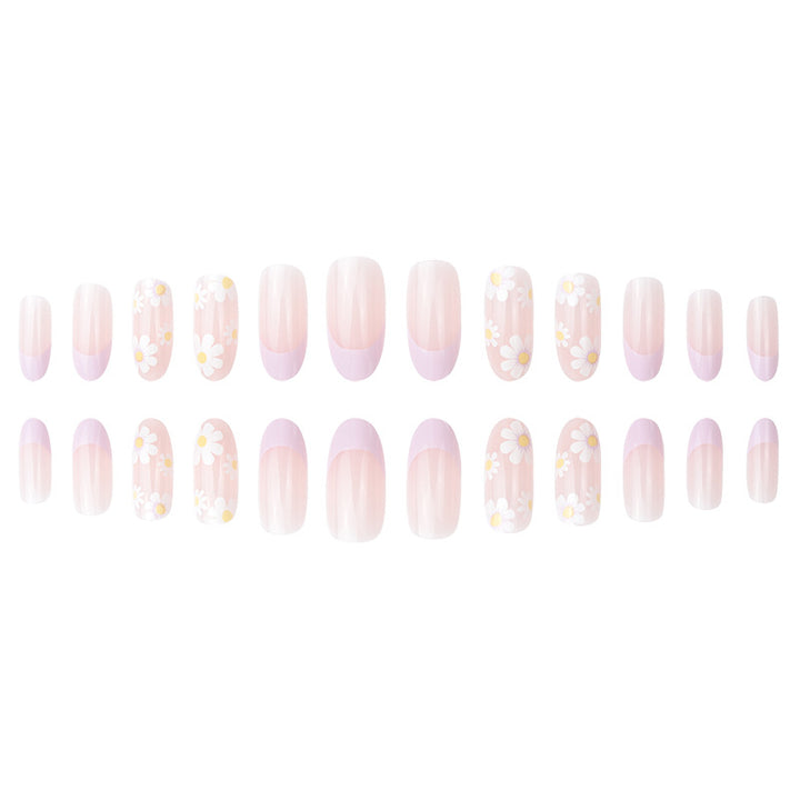 Floral Motif Long Press-On Nails Kalsten