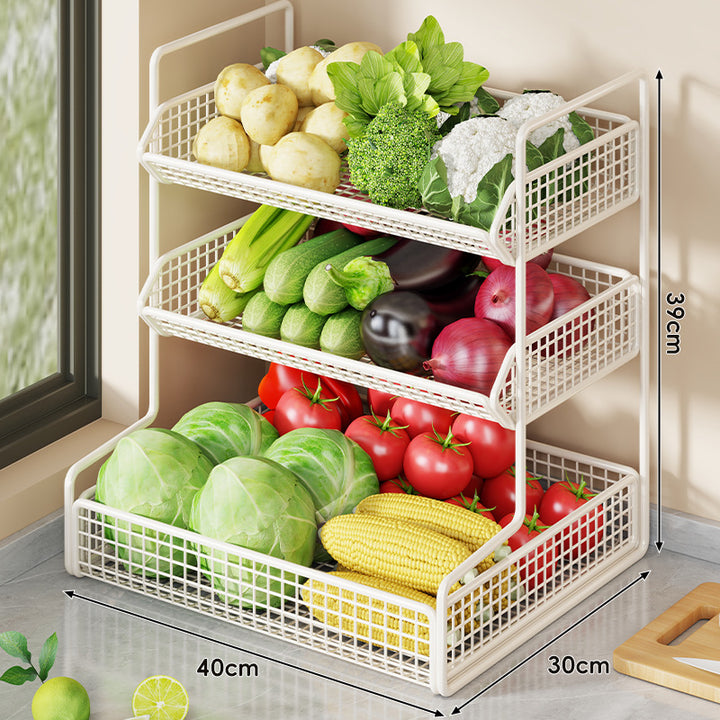 Multi-Tier Wire Mesh Kitchen Pantry Storage Organizer Rack