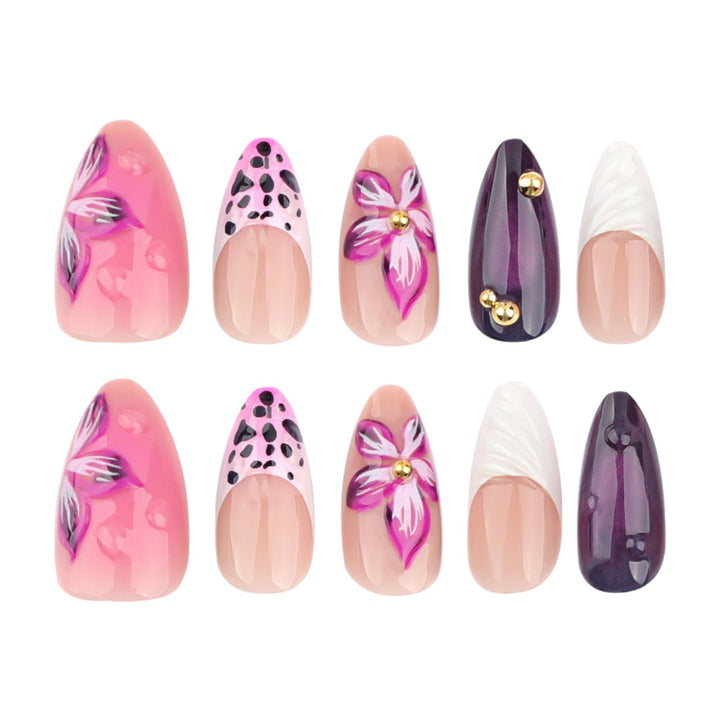 Artistic Floral and Textured Press-On Nail Set Kalsten