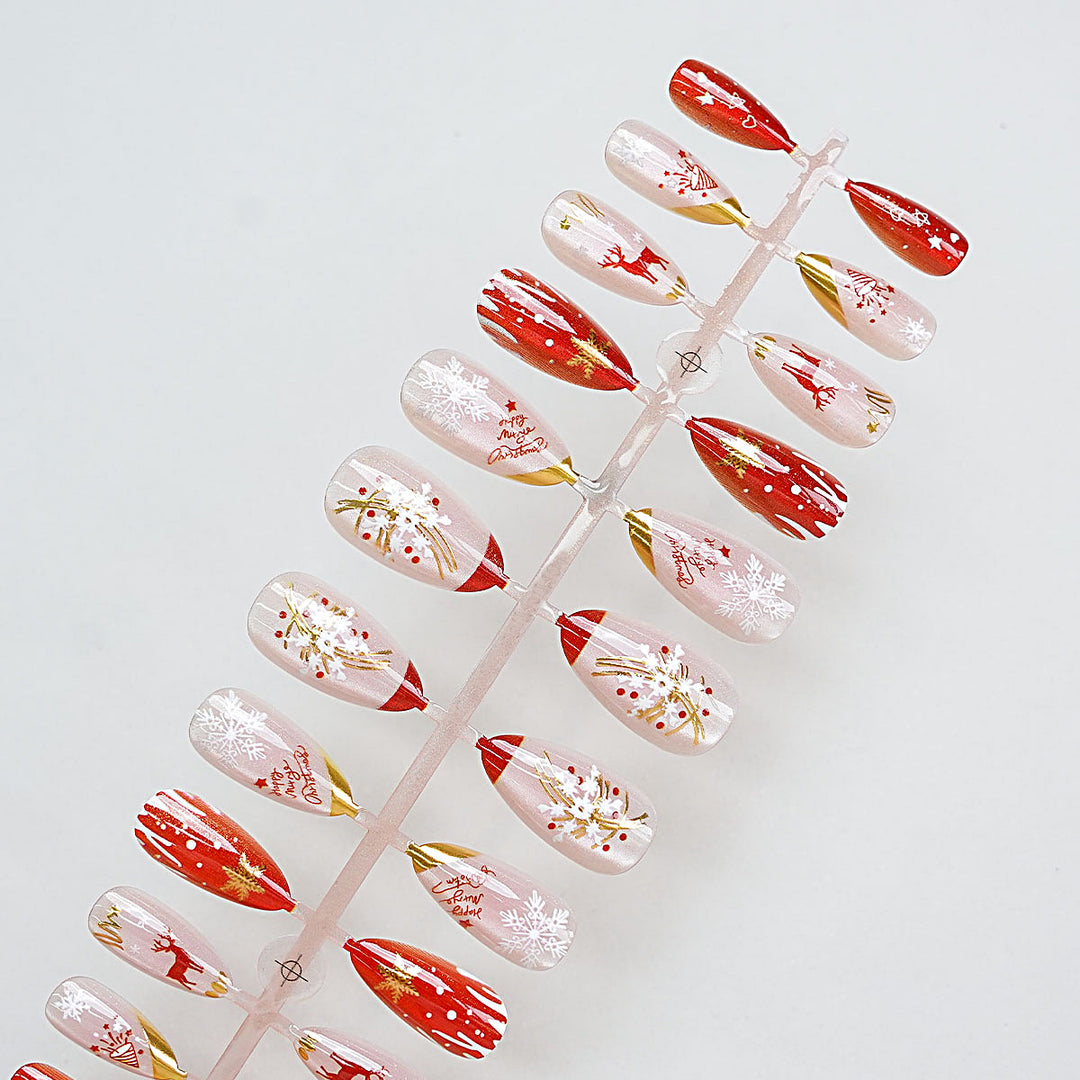 Festive Artistic Press-On Nail Design Kalsten