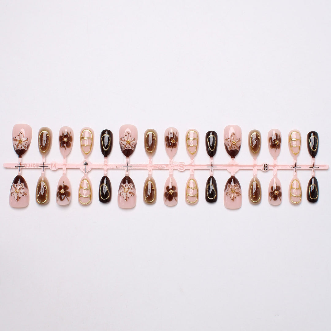 Artistic Floral Nail Art Press-On Set Kalsten