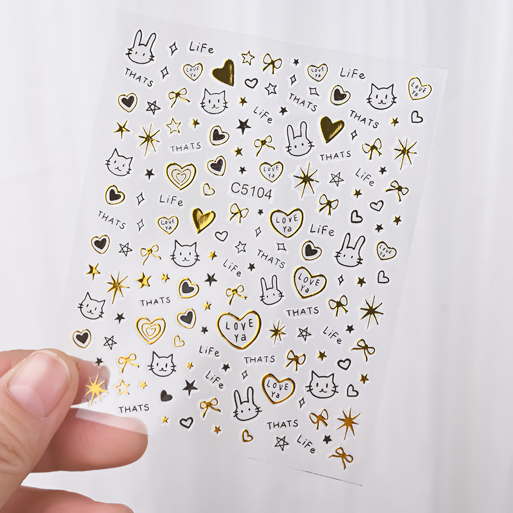 Cat-Themed Nail Art Stickers
