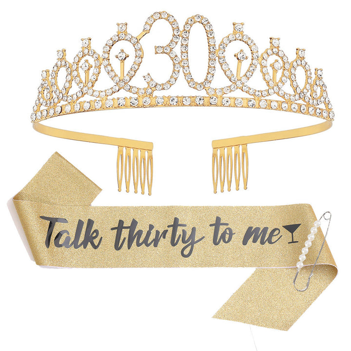Ladies Sparkling Tiara with personalized 80th Birthday Inscription Kalsten