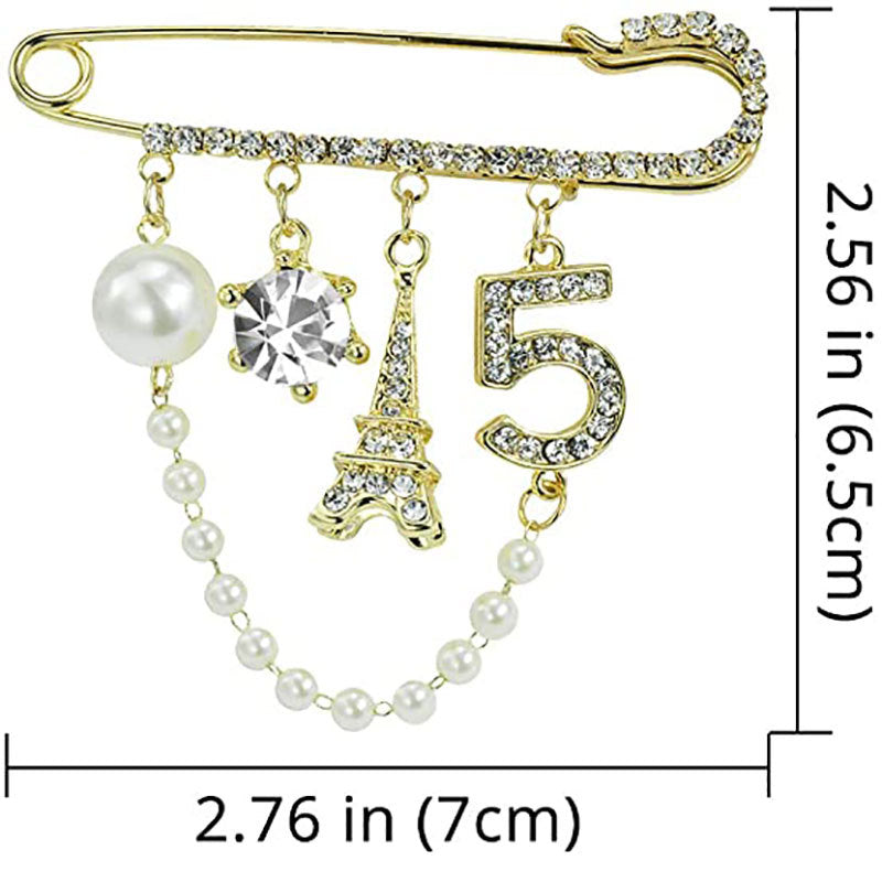 Elegant Brooch with Pearls and Rhinestones Kalsten