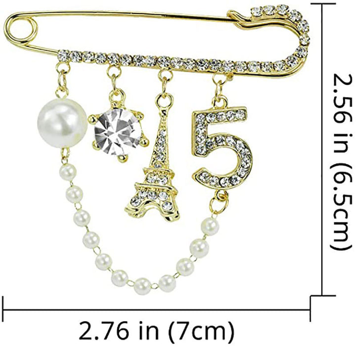 Elegant Brooch with Pearls and Rhinestones Kalsten