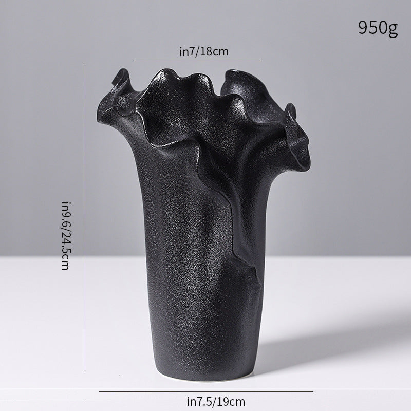 Decorative Sculptural Black Ceramic Vase Kalsten