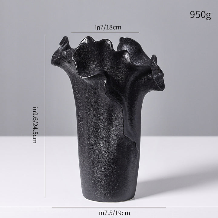 Decorative Sculptural Black Ceramic Vase Kalsten