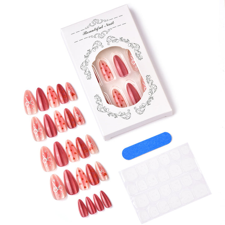 Premium Heart-Themed Press-On Nail Art Set