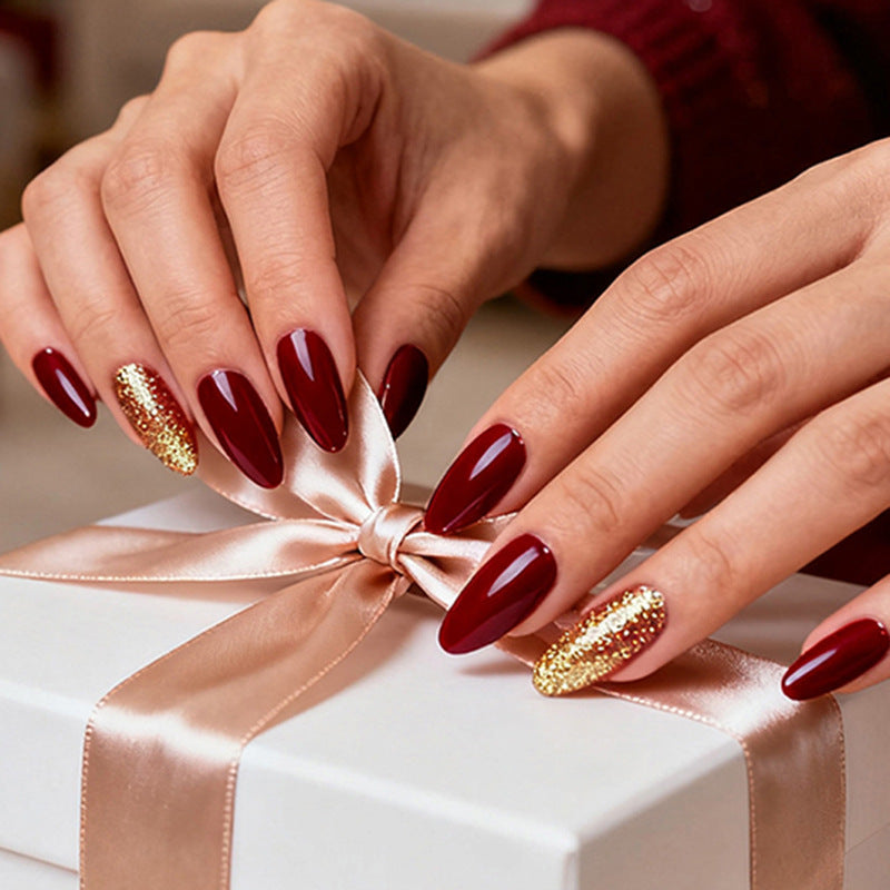 Acrylic nail set with extravagant glitter and classic design Kalsten