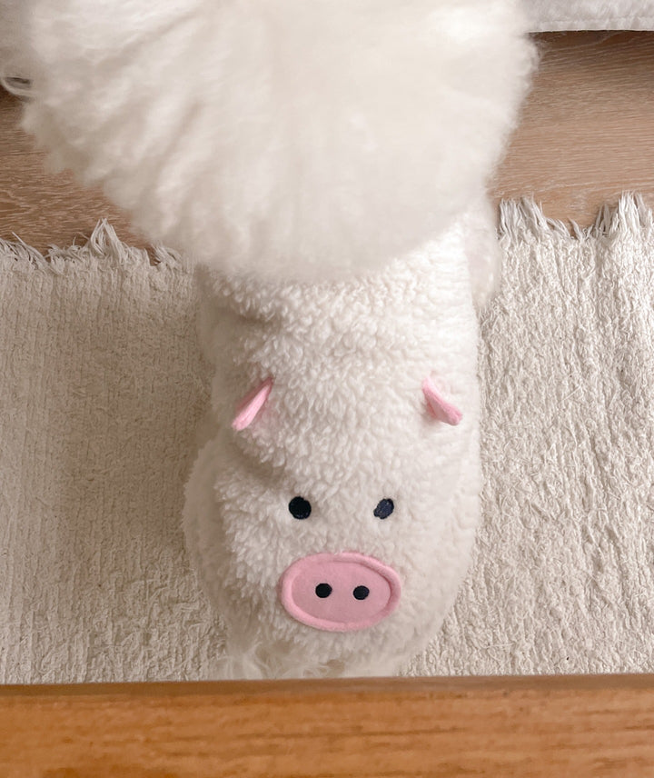 Plush Pig Face Fleece-Lined Slide Slippers