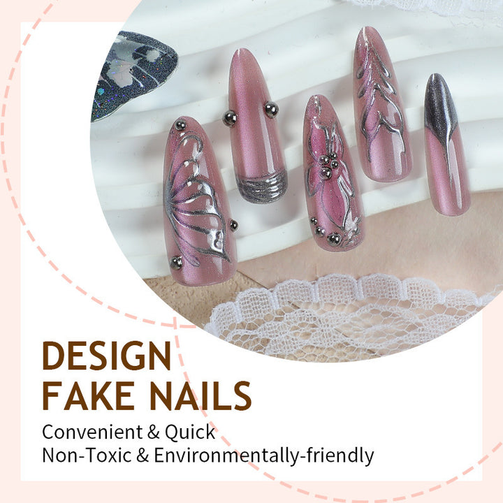 Elegant Artificial Nails with Filigree Patterns Kalsten