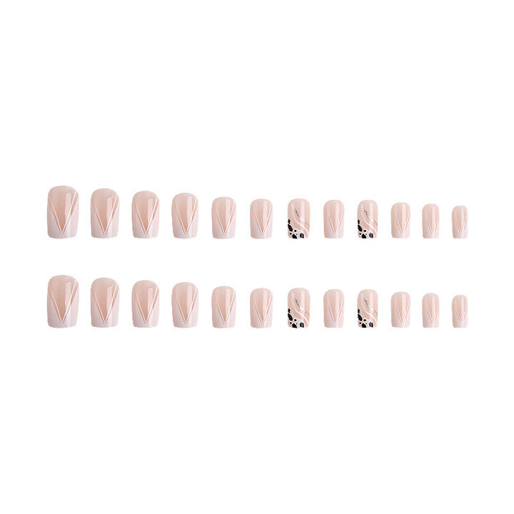 Artificial nails with elegant French design and glitter details Kalsten